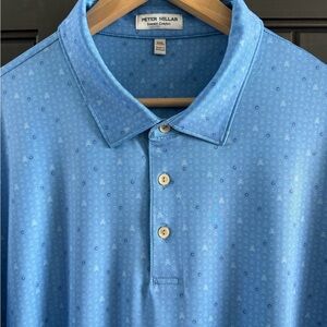 Peter Millar Light Blue Patterned Polo XXL